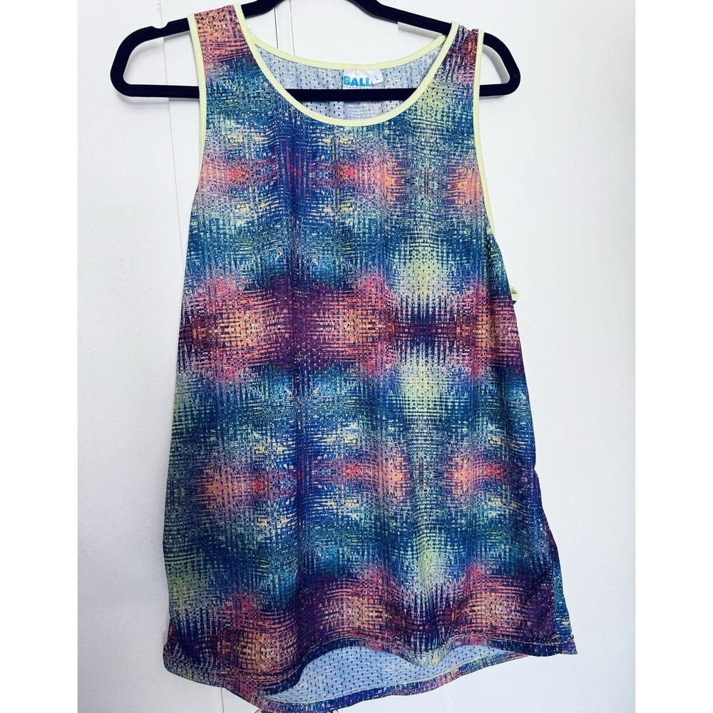 BALL Beachwear Tank Swim Cover Up Womens Large Multicolor Mesh Beach Resort Neon